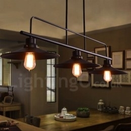 Designer Touch Decorative 3 Light Retro Rustic Steel Pendant Light with Steel Shade