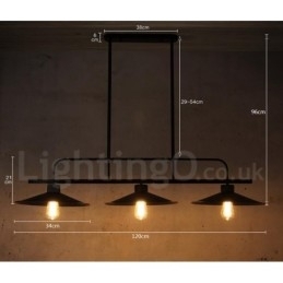 Designer Touch Decorative 3 Light Retro Rustic Steel Pendant Light with Steel Shade