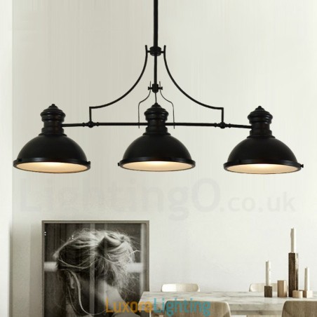 Designer Touch Decorative 3 Light Retro Rustic Steel Pendant Light with Steel Shade