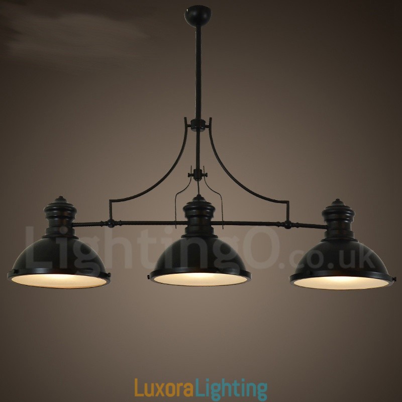 Designer Touch Decorative 3 Light Retro Rustic Steel Pendant Light with Steel Shade