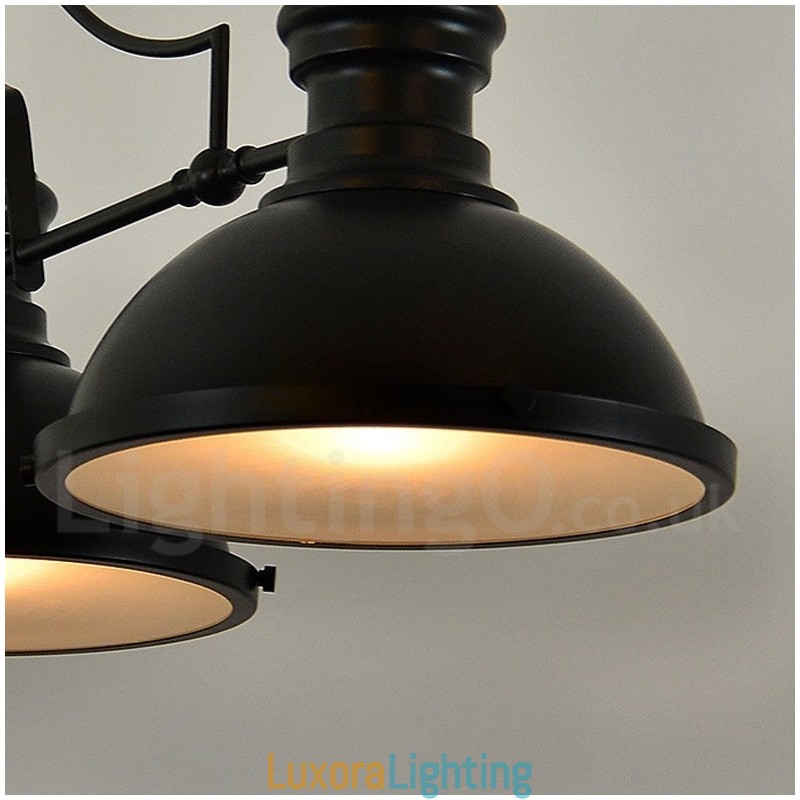 Designer Touch Decorative 3 Light Retro Rustic Steel Pendant Light with Steel Shade