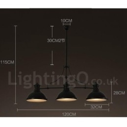 Designer Touch Decorative 3 Light Retro Rustic Steel Pendant Light with Steel Shade