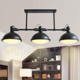 Designer Touch Decorative 3 Light Retro Rustic Steel Pendant Light with Glass Shade