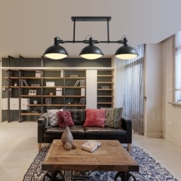 Designer Touch Decorative 3 Light Retro Rustic Steel Pendant Light with Glass Shade