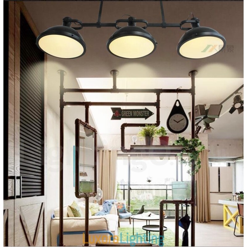 Designer Touch Decorative 3 Light Retro Rustic Steel Pendant Light with Glass Shade