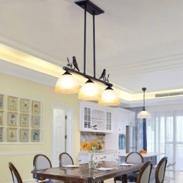 Designer Touch Decorative 3 Light Retro Rustic Steel Pendant Light with Glass Shade