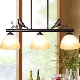 Designer Touch Decorative 3 Light Retro Rustic Steel Pendant Light with Glass Shade