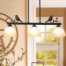 Designer Touch Decorative 3 Light Retro Rustic Steel Pendant Light with Glass Shade