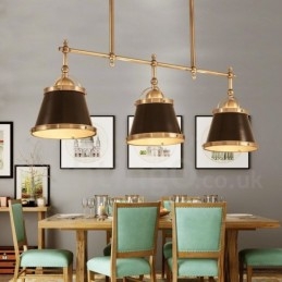 Designer Touch Decorative 3 Light Retro Rustic Luxury Brass Pendant Light with Brass Shade
