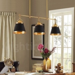 Designer Touch Decorative 3 Light Retro Rustic Luxury Brass Pendant Light with Brass Shade