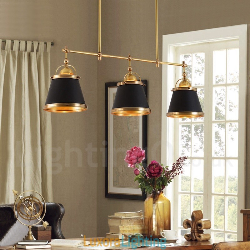 Designer Touch Decorative 3 Light Retro Rustic Luxury Brass Pendant Light with Brass Shade