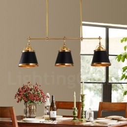 Designer Touch Decorative 3 Light Retro Rustic Luxury Brass Pendant Light with Brass Shade