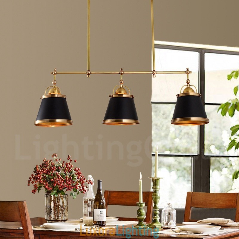 Designer Touch Decorative 3 Light Retro Rustic Luxury Brass Pendant Light with Brass Shade