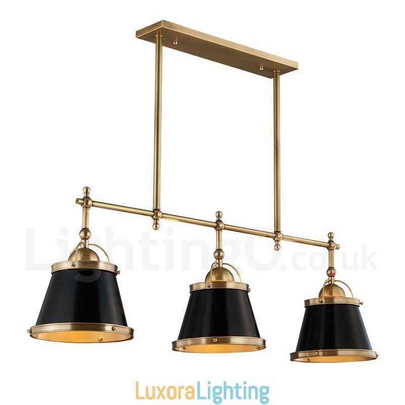 Designer Touch Decorative 3 Light Retro Rustic Luxury Brass Pendant Light with Brass Shade