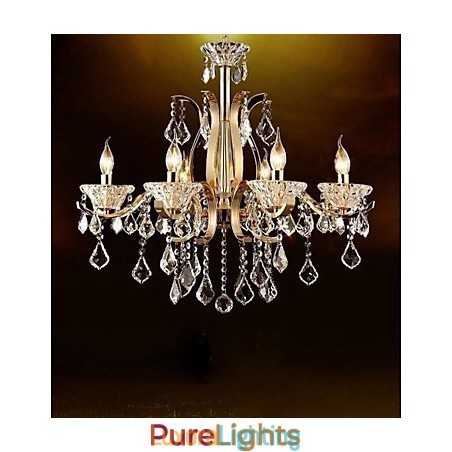 Designer Touch Decorative High Grade Gold Wrought Iron Crystal Chandelier 8 Lights