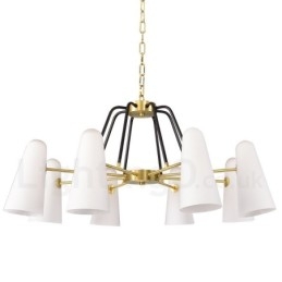 Designer Touch Decorative 8 Light Retro Rustic Luxury Brass Pendant Lamp Chandelier with Glass Shade
