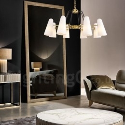 Designer Touch Decorative 8 Light Retro Rustic Luxury Brass Pendant Lamp Chandelier with Glass Shade