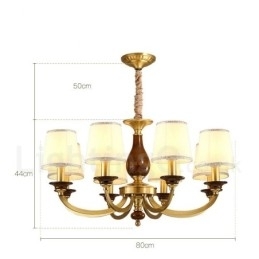Designer Touch Decorative 8 Light Retro Rustic Luxury Brass Pendant Lamp Chandelier with Glass Shade