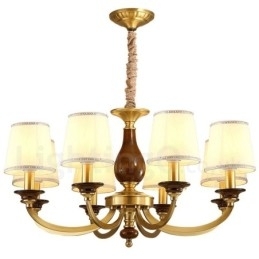 Designer Touch Decorative 8 Light Retro Rustic Luxury Brass Pendant Lamp Chandelier with Glass Shade