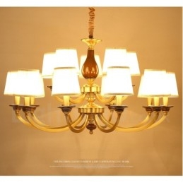 Designer Touch Decorative 15 Light Retro Rustic Luxury Brass Pendant Lamp Chandelier with Glass Shade