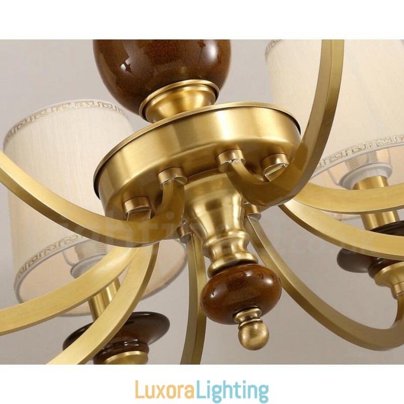 Designer Touch Decorative 15 Light Retro Rustic Luxury Brass Pendant Lamp Chandelier with Glass Shade