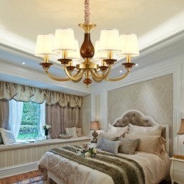 Designer Touch Decorative 6 Light Retro Rustic Luxury Brass Pendant Lamp Chandelier with Glass Shade