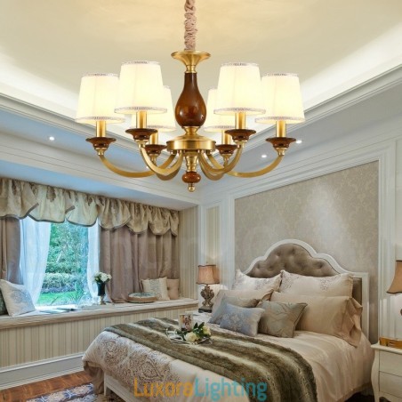 Designer Touch Decorative 6 Light Retro Rustic Luxury Brass Pendant Lamp Chandelier with Glass Shade