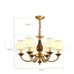 Designer Touch Decorative 6 Light Retro Rustic Luxury Brass Pendant Lamp Chandelier with Glass Shade