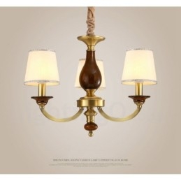 Designer Touch Decorative 3 Light Retro Rustic Luxury Brass Pendant Lamp Chandelier with Glass Shade