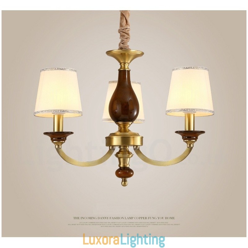 Designer Touch Decorative 3 Light Retro Rustic Luxury Brass Pendant Lamp Chandelier with Glass Shade