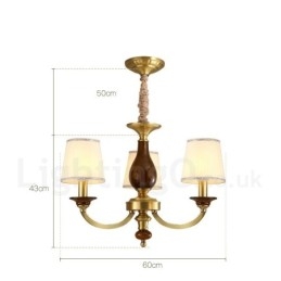 Designer Touch Decorative 3 Light Retro Rustic Luxury Brass Pendant Lamp Chandelier with Glass Shade