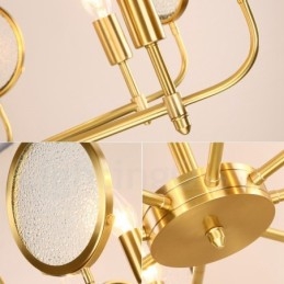 Designer Touch Decorative 8 Light Retro Rustic Luxury Brass Pendant Lamp Chandelier with Glass Shade