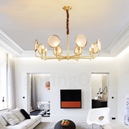 Designer Touch Decorative 8 Light Retro Rustic Luxury Brass Pendant Lamp Chandelier with Glass Shade