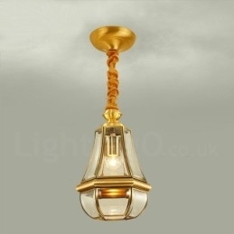 Designer Touch Decorative 1 Light Retro Rustic Luxury Brass Pendant Lamp Chandelier with Glass Shade