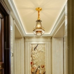 Designer Touch Decorative 1 Light Retro Rustic Luxury Brass Pendant Lamp Chandelier with Glass Shade