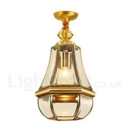 Designer Touch Decorative 1 Light Retro Rustic Luxury Brass Pendant Lamp Chandelier with Glass Shade