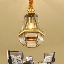 Designer Touch Decorative 1 Light Retro Rustic Luxury Brass Pendant Lamp Chandelier with Glass Shade