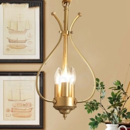Designer Touch Decorative 4 Light Retro Rustic Luxury Brass Pendant Lamp Chandelier