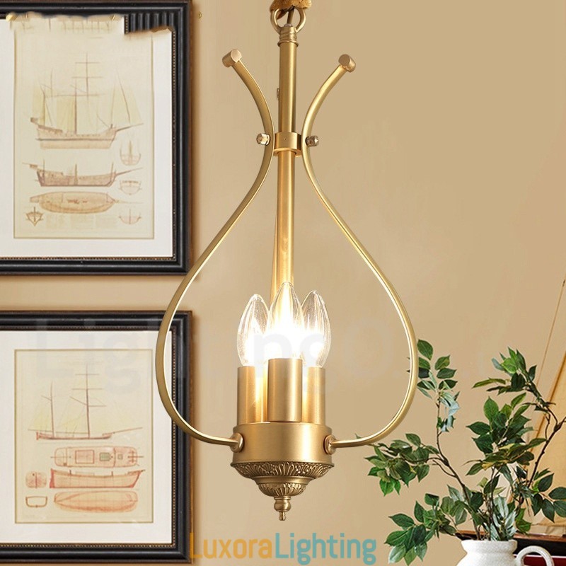 Designer Touch Decorative 4 Light Retro Rustic Luxury Brass Pendant Lamp Chandelier