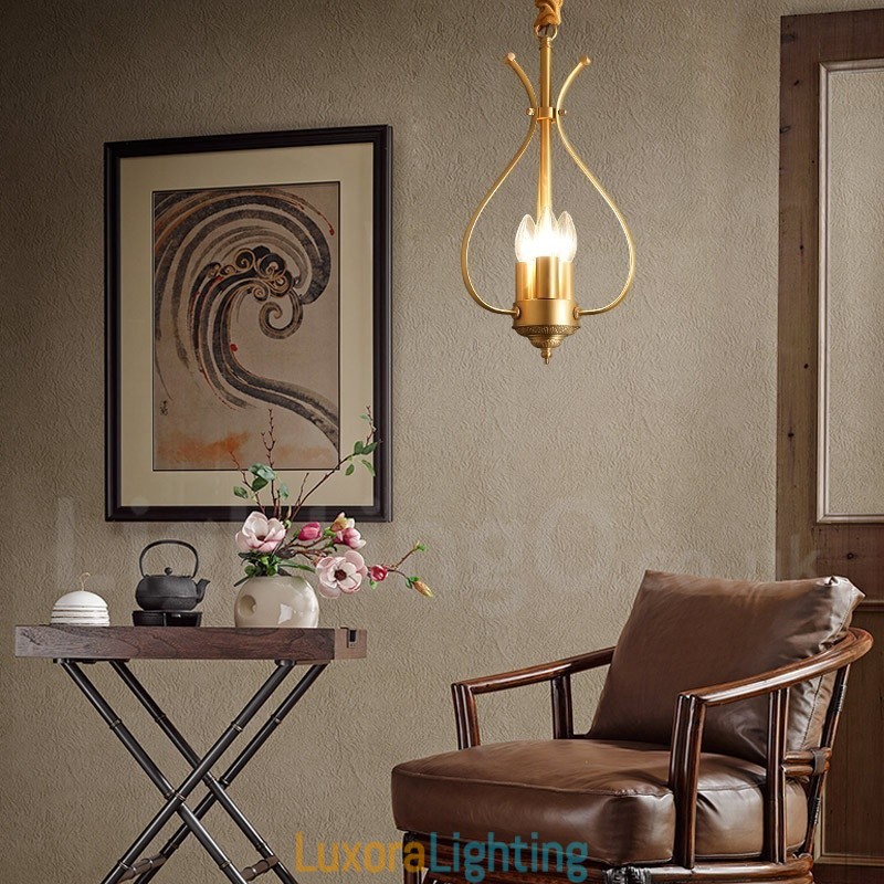 Designer Touch Decorative 4 Light Retro Rustic Luxury Brass Pendant Lamp Chandelier