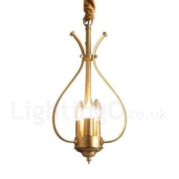 Designer Touch Decorative 4 Light Retro Rustic Luxury Brass Pendant Lamp Chandelier