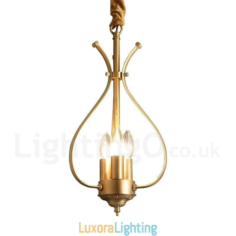 Designer Touch Decorative 4 Light Retro Rustic Luxury Brass Pendant Lamp Chandelier