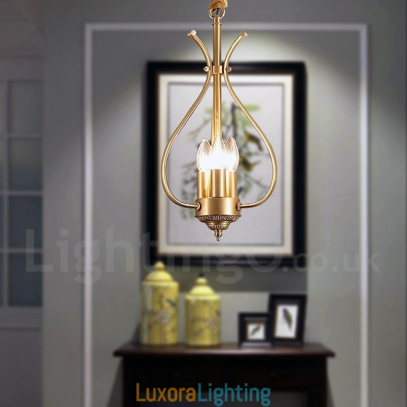 Designer Touch Decorative 4 Light Retro Rustic Luxury Brass Pendant Lamp Chandelier