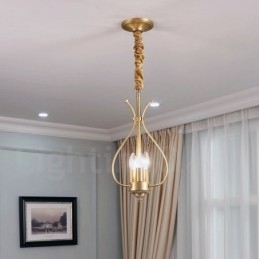 Designer Touch Decorative 4 Light Retro Rustic Luxury Brass Pendant Lamp Chandelier