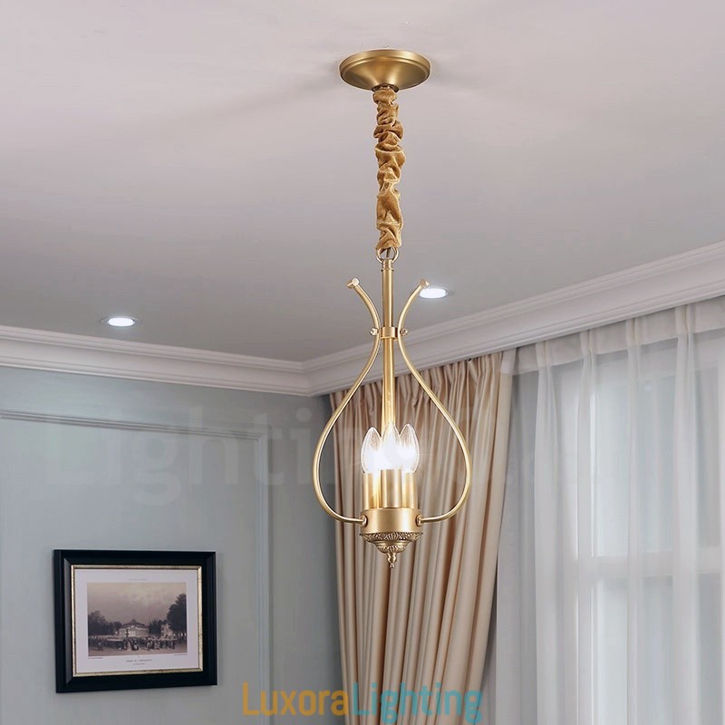 Designer Touch Decorative 4 Light Retro Rustic Luxury Brass Pendant Lamp Chandelier