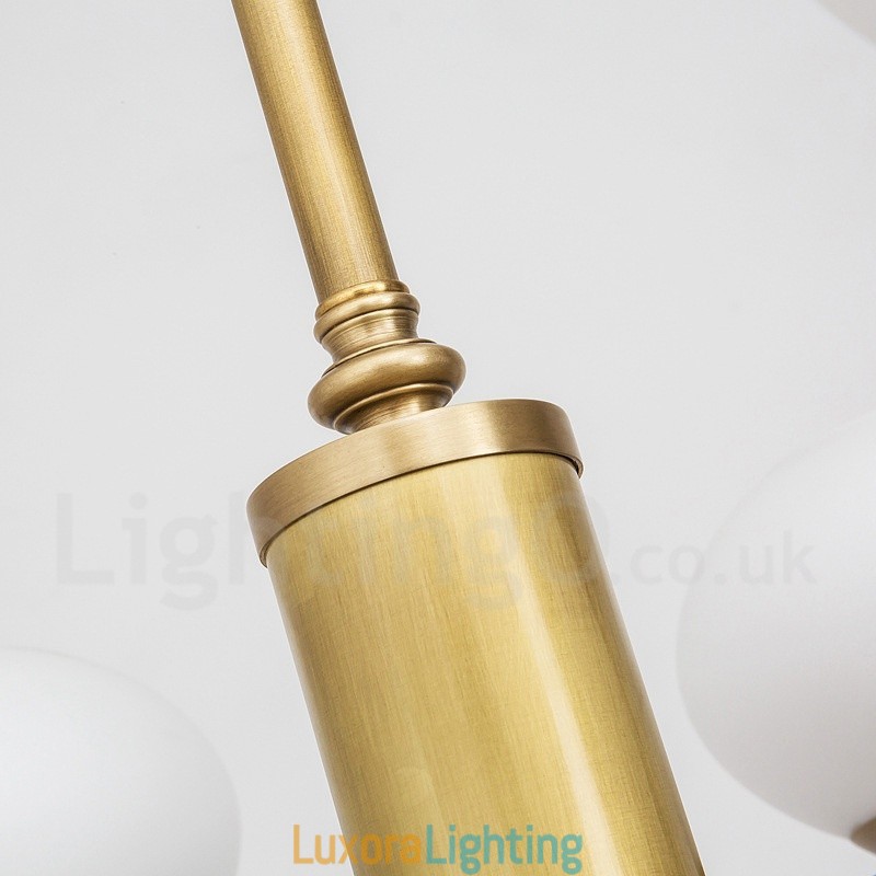 Designer Touch Decorative 6 Light Retro Rustic Luxury Brass Pendant Lamp Chandelier with Glass Shade
