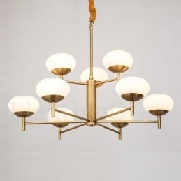 Designer Touch Decorative 9 Light Retro Rustic Luxury Brass Pendant Lamp Chandelier with Glass Shade