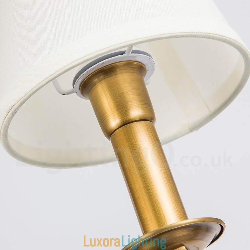 Designer Touch Decorative 8 Light Retro Rustic Luxury Brass Pendant Lamp Chandelier with Fabric Shade