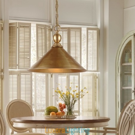 Designer Touch Decorative 1 Light Retro Rustic Luxury Brass Pendant Lamp Chandelier with Brass Shade