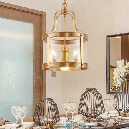 Designer Touch Decorative 5 Light Retro Rustic Luxury Brass Pendant Lamp Chandelier with Glass Shade